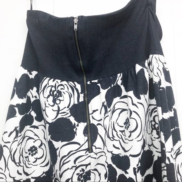 Anthropologie Deletta Strapless Dress Medium Origami Camellia Navy Blue Flora - Picture 6 of 6